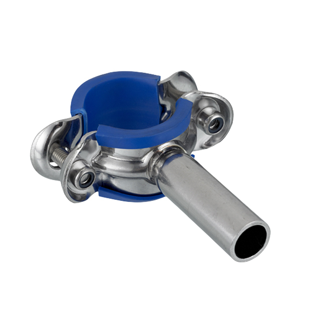 Suporte para tubo redondo de aço inoxidável com inserção azul