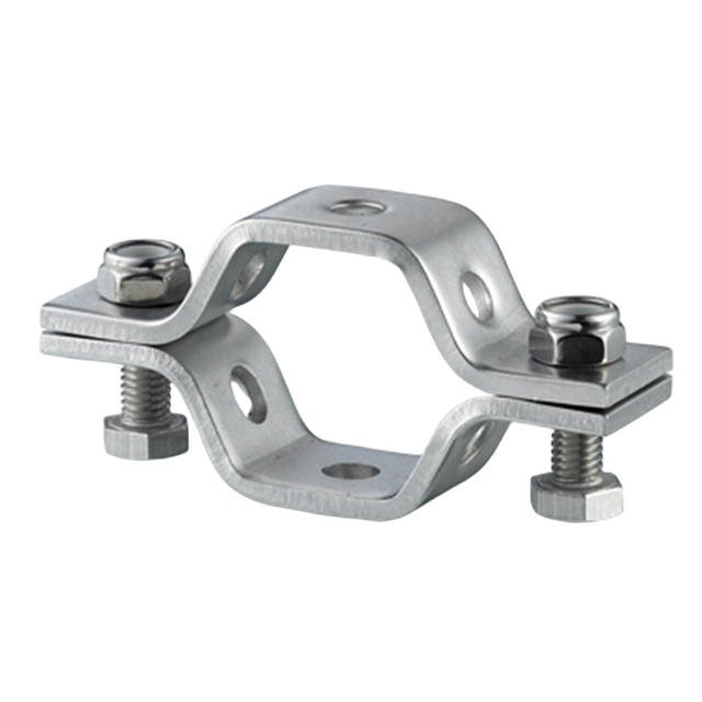 Suporte de tubo duplo redondo de aço inoxidável com placa