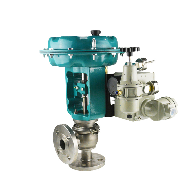 Válvula de controle reguladora de fluxo pneumático sanitário de aço inoxidável