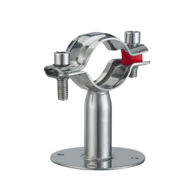 Suporte de tubo duplo redondo de aço inoxidável com placa