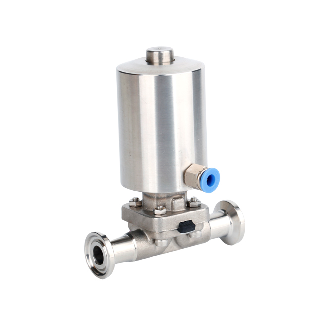 Válvula de diafragma sanitária pneumática com braçadeira de aço inoxidável SS316L