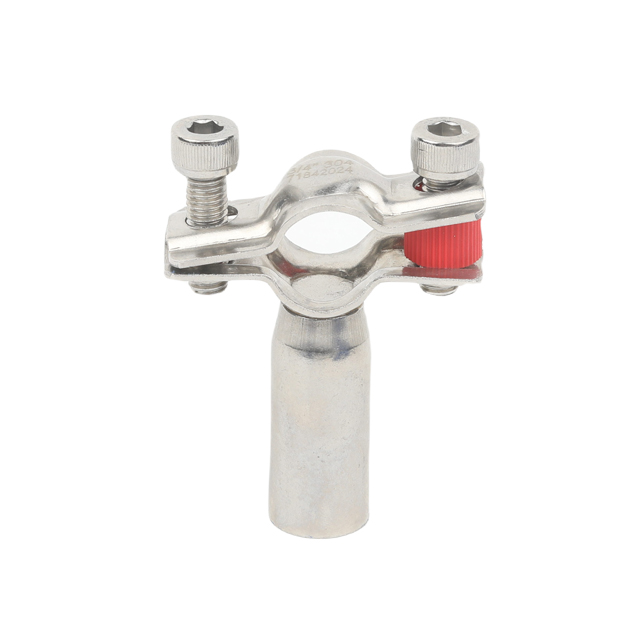 Suporte de tubo duplo redondo de aço inoxidável com placa