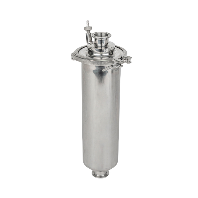 Filtro em linha de alta temperatura com três braçadeiras sanitárias de aço inoxidável