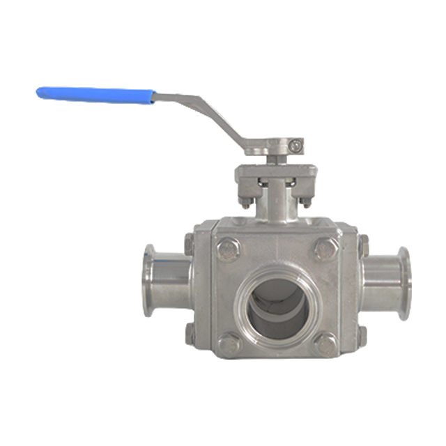 Válvula de esfera multiporta de conexão de braçadeira manual de aço inoxidável asséptica encapsulada