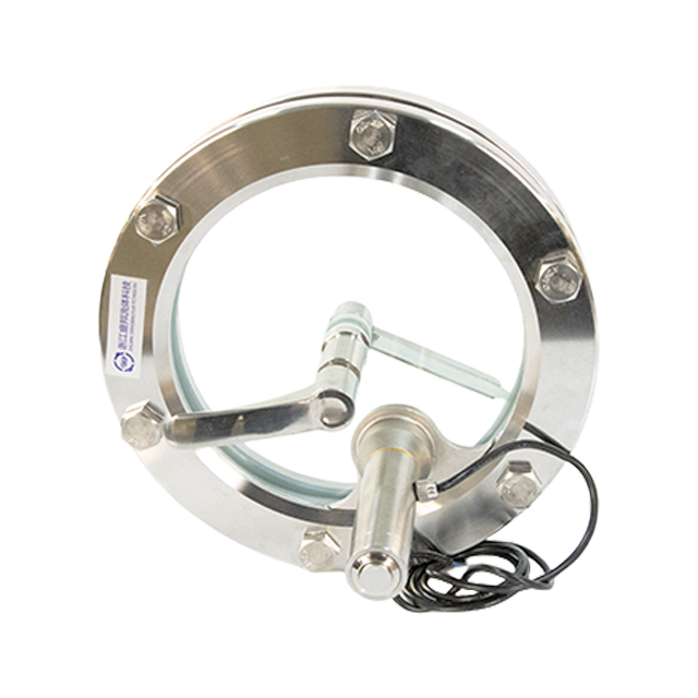 Visor tipo flange de aço inoxidável com luz e limpador com cabo de aço