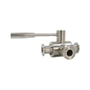Válvula de controle de esfera de 3 vias asséptica de aço inoxidável Tri-Clamp com alavanca de aço manual 