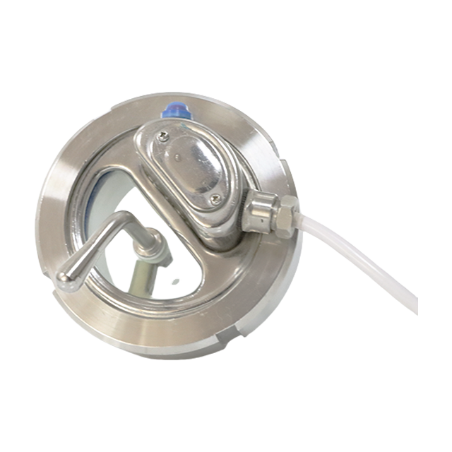 Visor circular sanitário de aço inoxidável com luz com fio e limpador