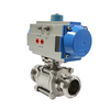 Válvula de controle de fluxo pneumático de aço inoxidável de 3 peças com conexão final rosqueada