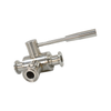 Válvula de controle de esfera de 3 vias asséptica de aço inoxidável Tri-Clamp com alavanca de aço manual 