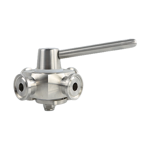 Válvula macho Tri-Clamp manual sanitária de aço inoxidável de 4 vias com porta única