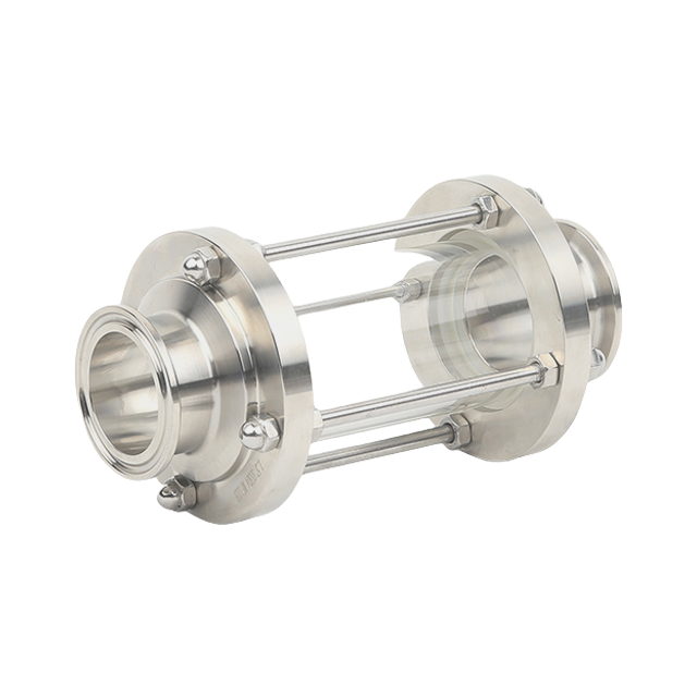 Visor de fluxo com braçadeira de virola de aço inoxidável higênico