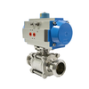 Válvula de controle de fluxo pneumático de aço inoxidável de 3 peças com conexão final rosqueada