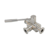 Válvula de controle de esfera de 3 vias asséptica de aço inoxidável Tri-Clamp com alavanca de aço manual 