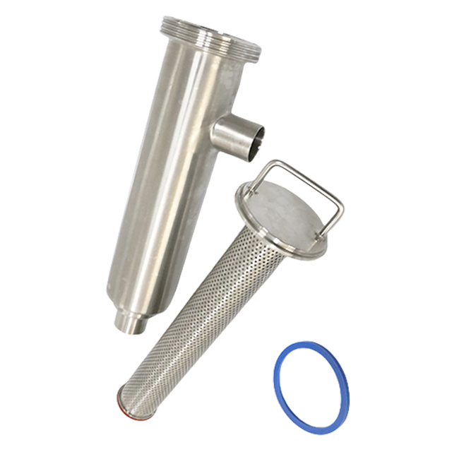 Conjunto de filtro tipo ângulo de aço inoxidável de qualidade alimentar com tubo perfurado 