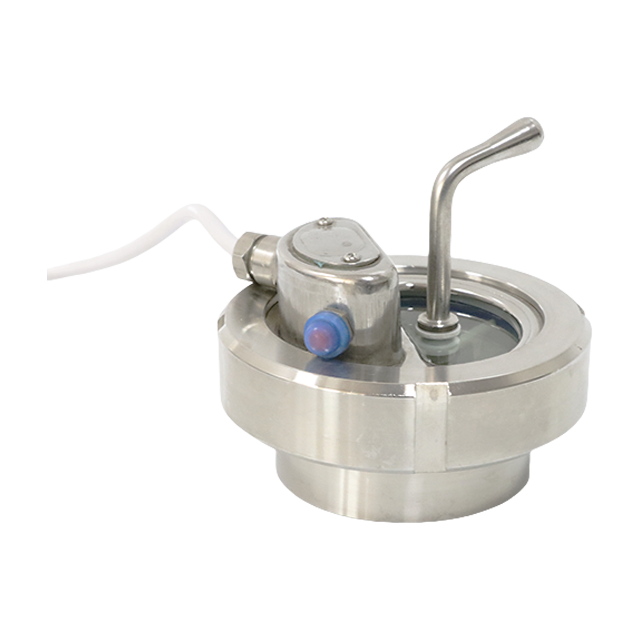 Visor circular sanitário de aço inoxidável com luz com fio e limpador
