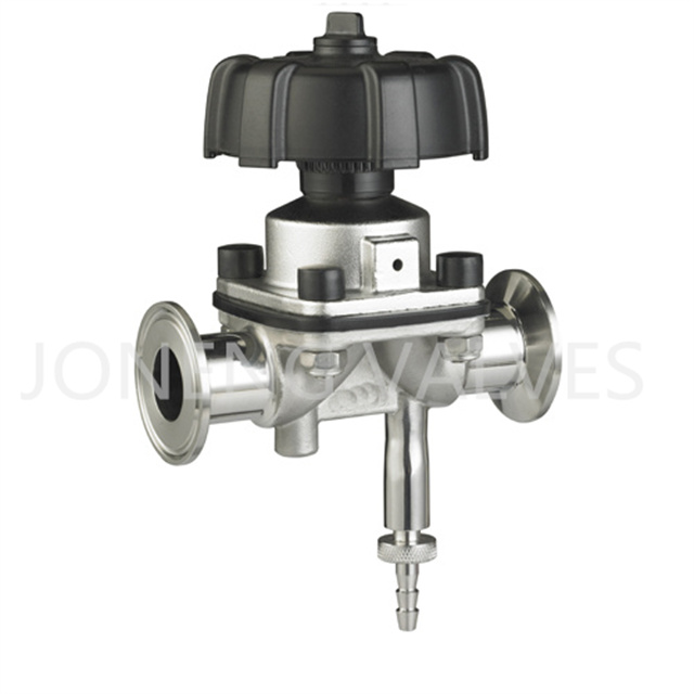 Válvula de diafragma fixada sanitária SS316L com conector de mangueira
