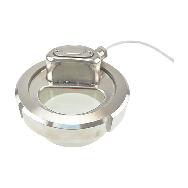 Visor circular sanitário de aço inoxidável com luz com fio e limpador