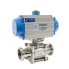Válvula de controle de fluxo pneumático de aço inoxidável de 3 peças com conexão final rosqueada