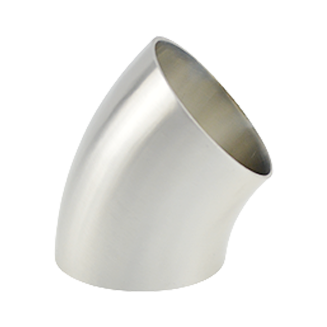 AISI304 ISO/IDF sanitário BS-BL2W5 BS JN-FT-20 6002 45° Cotovelo soldado de topo curto 
