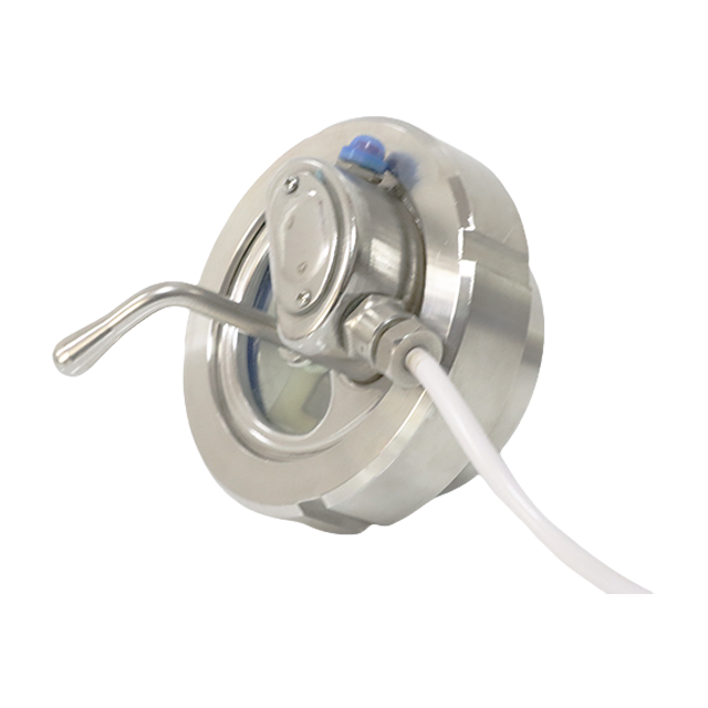 Visor circular sanitário de aço inoxidável com luz com fio e limpador