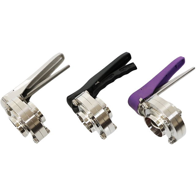  Válvula borboleta sanitária de aço inoxidável Tri-Clamp com alça muti-posição/fracionária